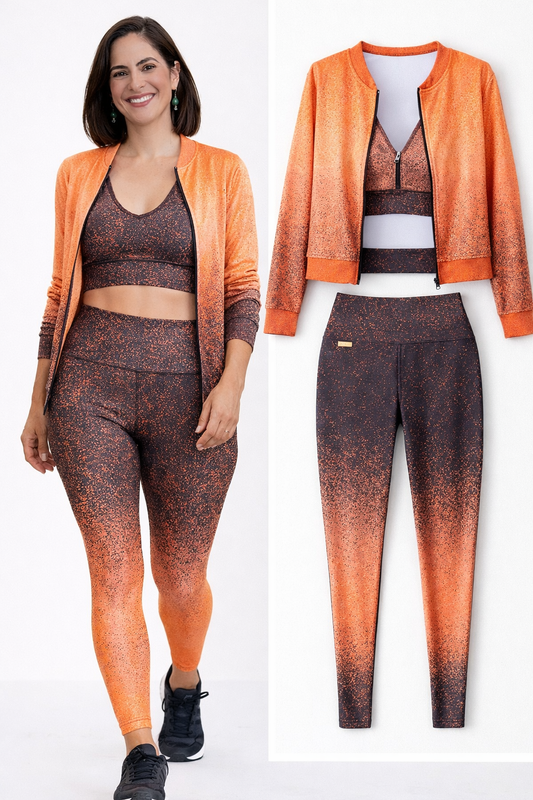 Completo Fitness Dégradé – Bomber, Top e Leggings