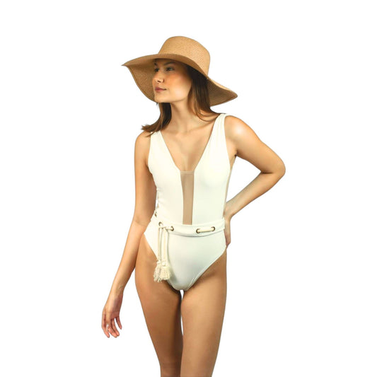 Costume Intero Pássaro Branco allacciato con scollo frontale