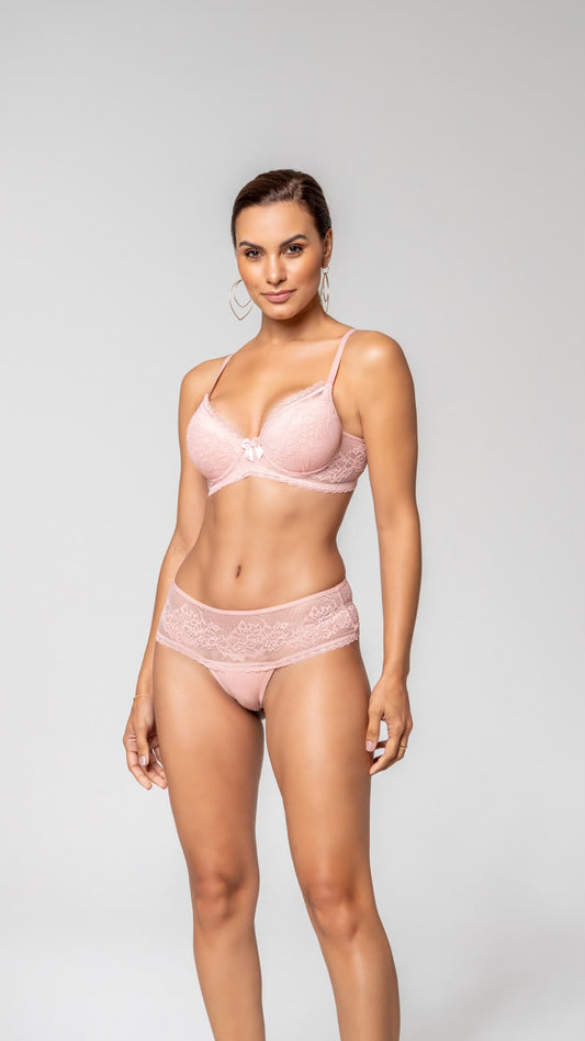 Completo Intimo Rosa Chiaro con Fascia in Pizzo — vista principale