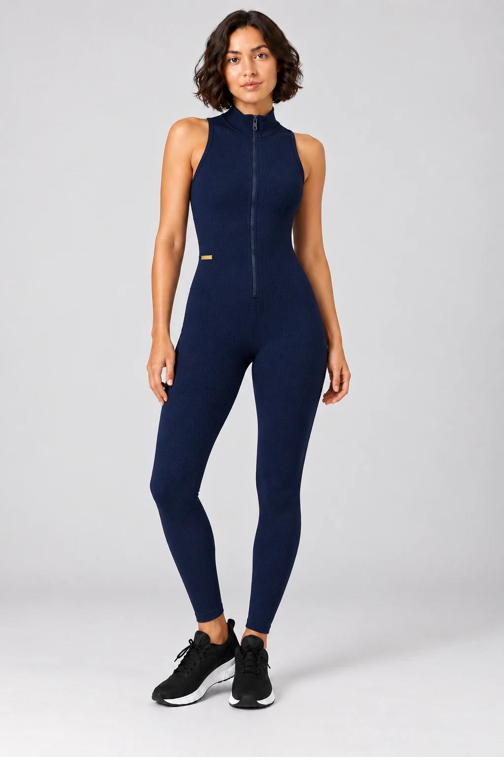 Tuta Lunga Fitness a Coste con Zip Frontale