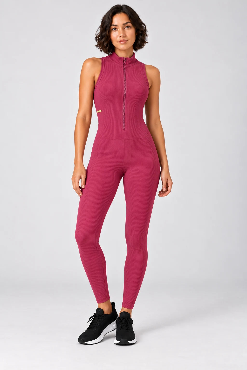 Tuta Lunga Fitness a Coste con Zip Frontale