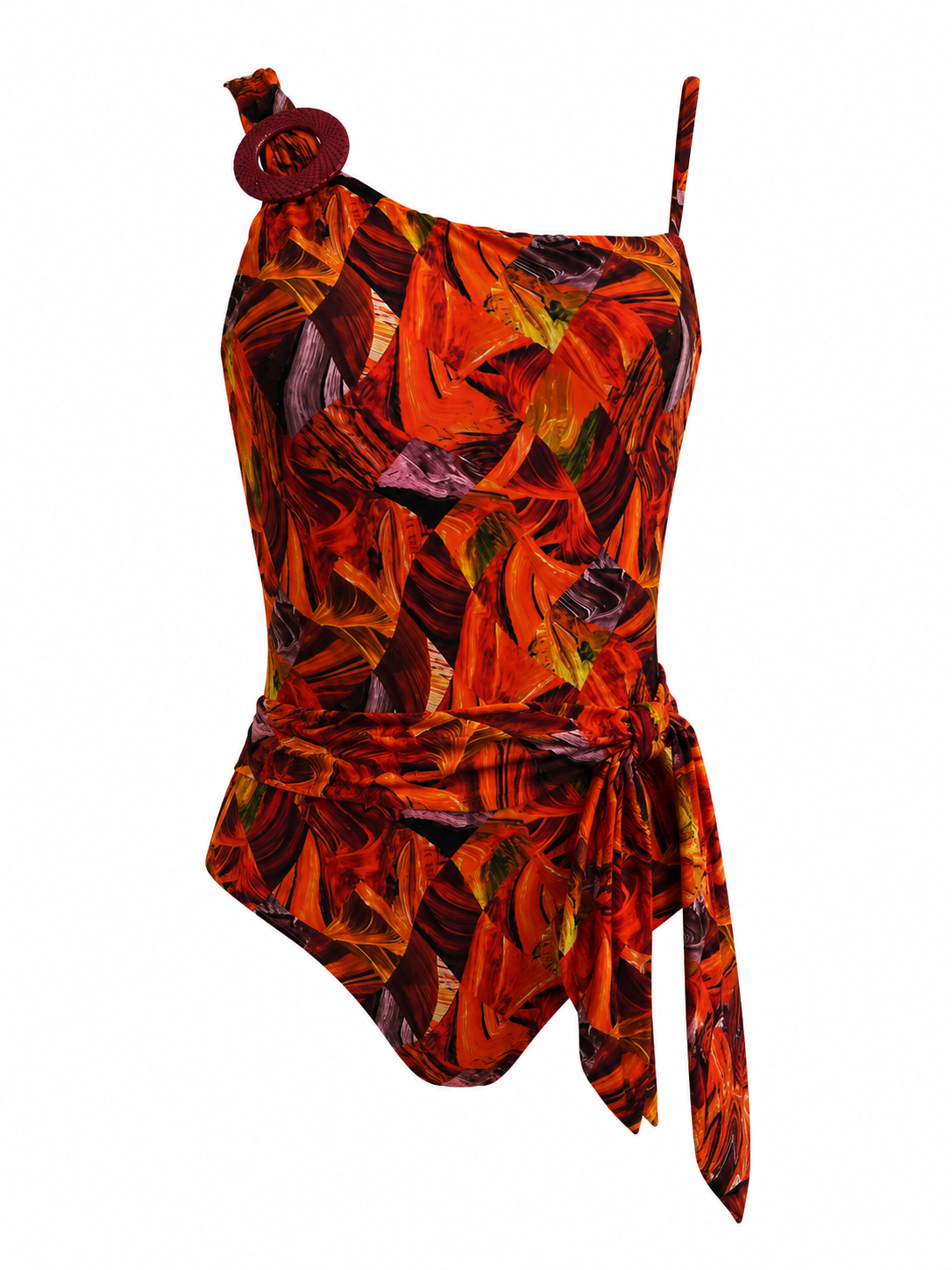 Passaro Green One-Piece Swimsuit with Ruffled Shoulders